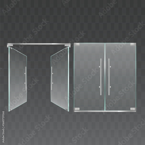 Frameless Glass Door Vector – Single & Double Transparent Door Design