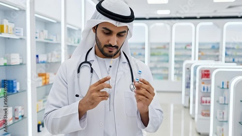 Pharmacist Preparing Medicine in Modern Pharmacy