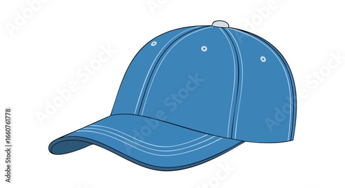 Vibrant azure baseball cap with minimalist design, a statement of casual style and sun protection fashion accessory, suitable for athletic wear and