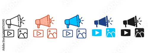 Advertising  Icon Set Multiple Style Collection