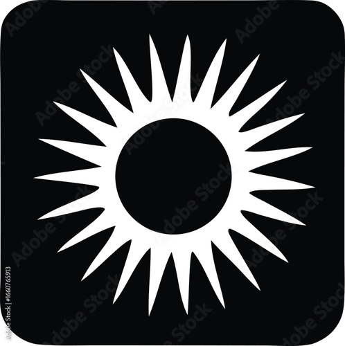 Stylized sun icon symbol radiant energy celestial body brightness daylight power solar energy