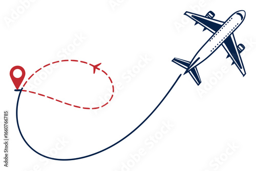 ✈️ Airplane Flight Path Symbol Vector
