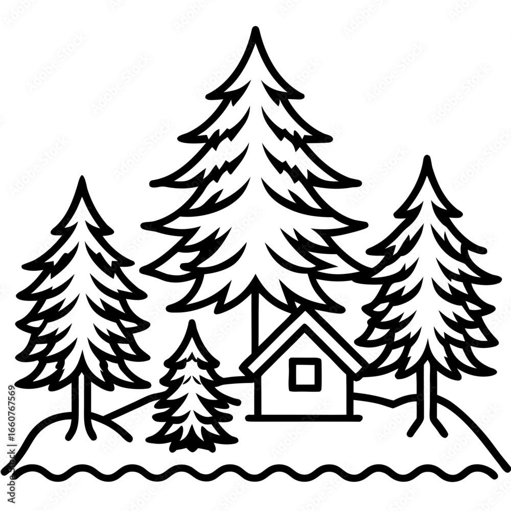 Obraz premium Cozy Winter Pine Vector