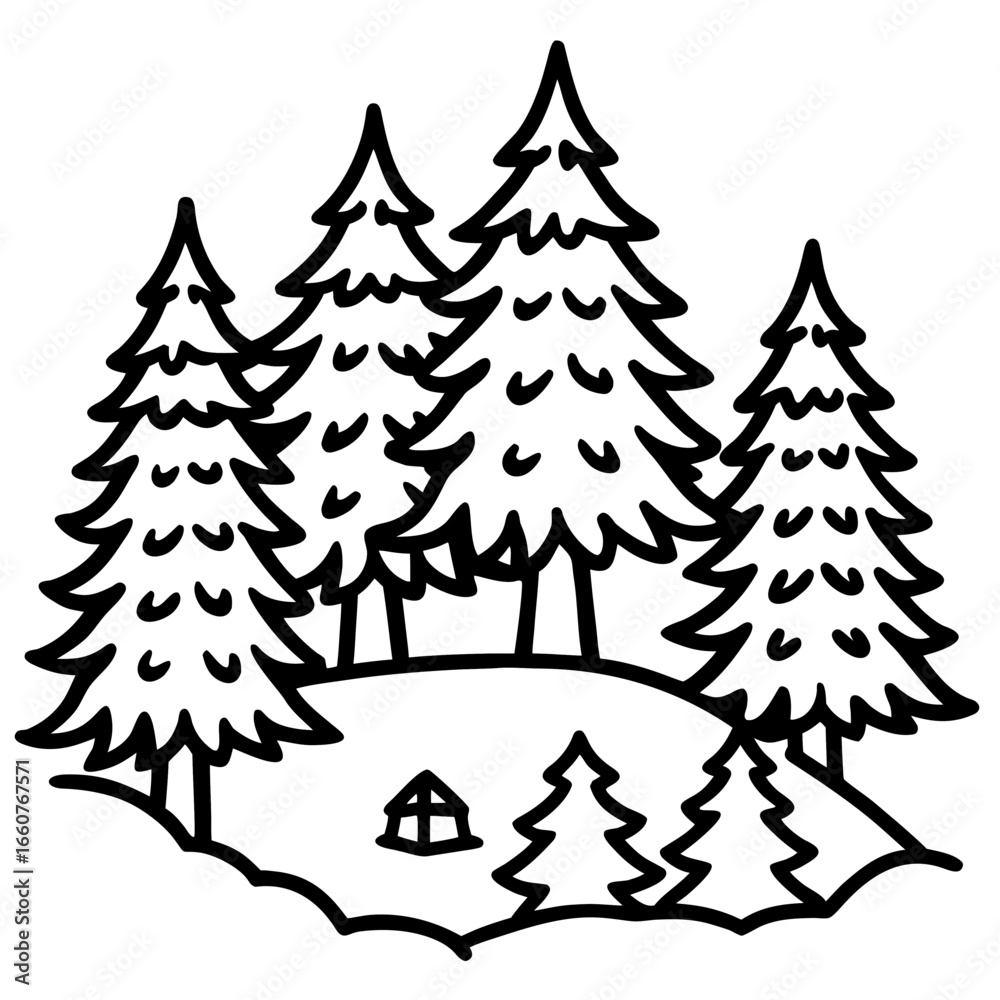 Obraz premium Cozy Winter Pine Vector