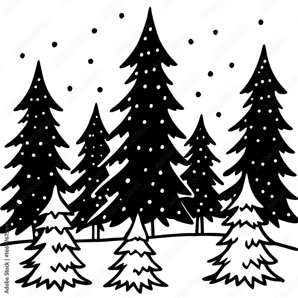 Obraz premium Cozy Winter Pine Vector