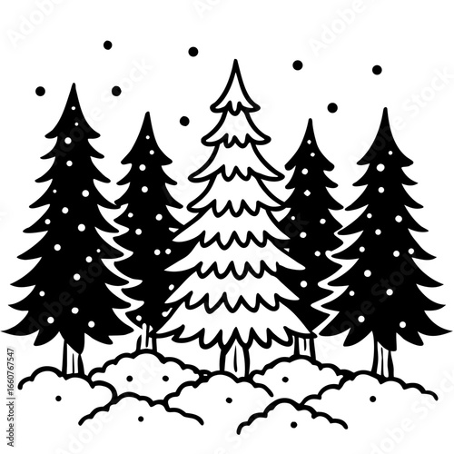 Cozy Winter Pine Vector