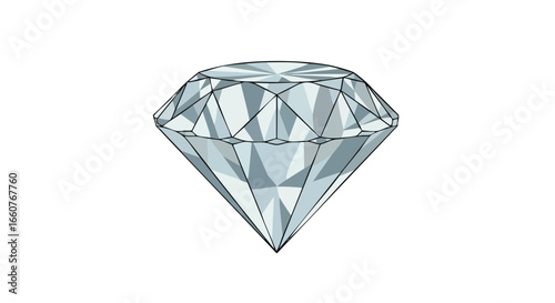 Digital illustration of a dazzling diamond gemstone on a clean background, radiating brilliance and precision, representing luxury and enduring value