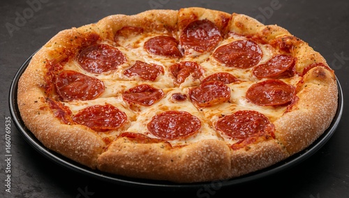 Deliciously cheesy pepperoni pizza with a thick crust