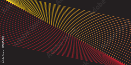 yellow wit red Diagonal Line Wave — Abstract Vector Lines on Dark Background