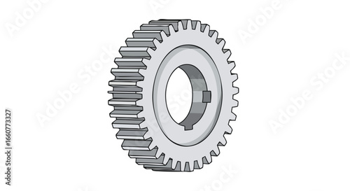 Detailed technical illustration showcasing a gear wheel design on a clean white backdrop displaying precision in engineering schematics