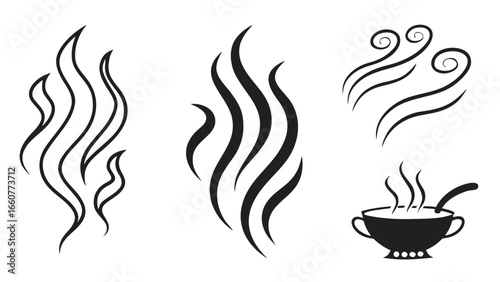 Illustration of steam, aroma, and cooking, showcasing the essence of fragrance, heat, and the comforting allure of hot food and vapor