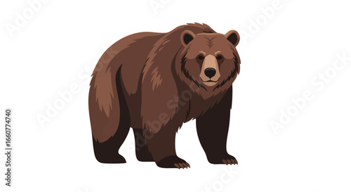 Illustrated brown bear standing on a white background creating a visually appealing representation of wildlife and nature in a simplistic design