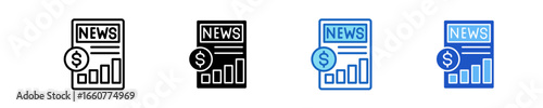 Financial News Feed  Icon Set Multiple Style Collection