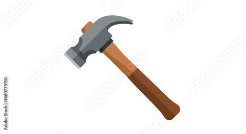 Vector representation of a traditional claw hammer, a tool commonly used for driving and removing nails in woodworking and construction tasks