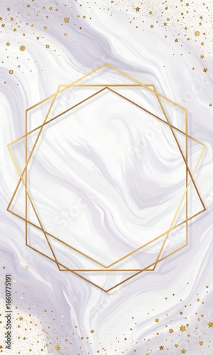 Elegant gold geometric frame on a marble background for luxurious designs