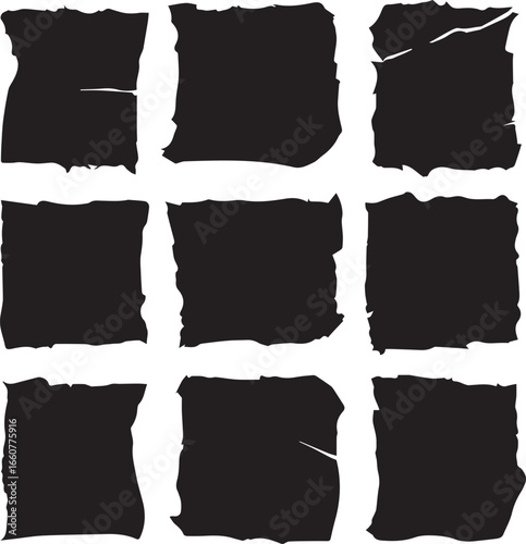 Torn Square Paper Silhouettes Collection Set