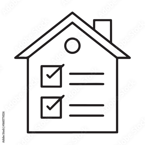 Home Inspection Checklist Outline Icon for Real Estate and Property Services Excellent Quality Assurance Assessment Completed