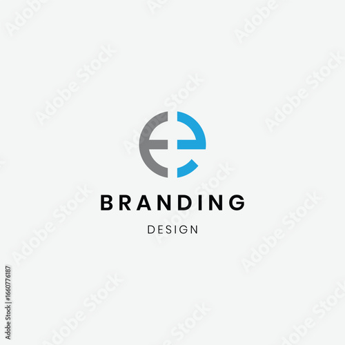 Initial letter E and EE logo business