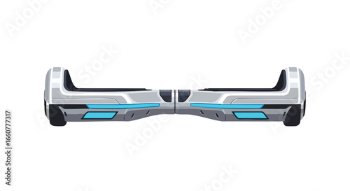 Modern Hoverboard Illustration with Sleek Design and Blue Accents for Innovative Transportation Equipment
