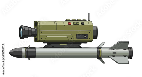 Stylized Depiction of a Precision Guided Missile System Aiming for Precision and Advanced Targeting Technology in Military Applications