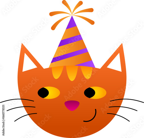 cute cat with party hat cartoon element	