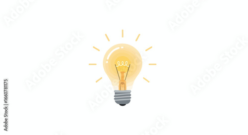 Illuminating Thoughts: A Shining Bulb Depicting Ingenuity and Conceptual Brilliance, Radiating Creativity and Awareness on a Clean White Space