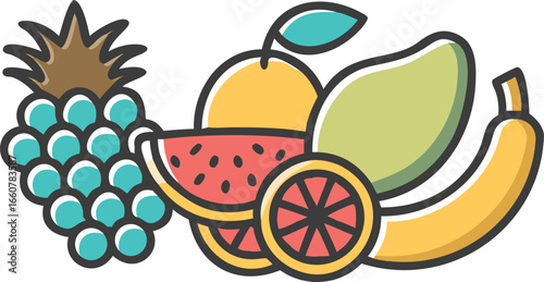 illustration of a cart with fruits