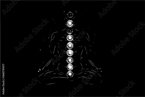 Chakra meditation seven chakras aligned along the spine spiritual energy healing symbols art