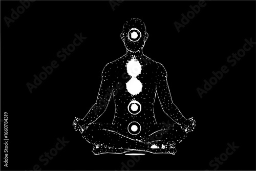 Chakra meditation silhouette spiritual energy centers balance, energy flow, and the power of meditation art 