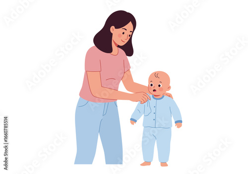 Woman guiding babys first steps parenting, childcare, milestones, growth, family, toddler development, support, encouragement, love, bonding, nurturing, new beginnings.