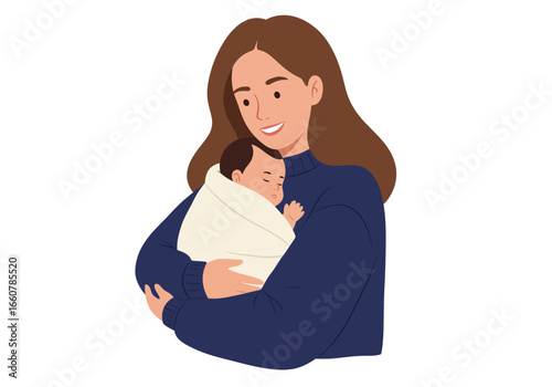 Tender moment captured between a mother and her baby, ideal for familyoriented designs and parenting content. Sweet maternal love.