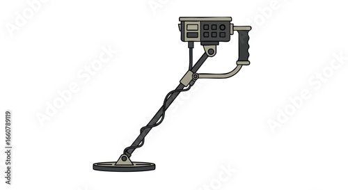 Metal detector illustration showcasing the technology and design used for locating hidden metallic objects underground treasure hunt gear search