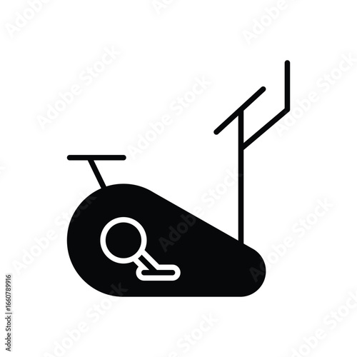 Exercise bike icon. Simple solid style. Gym, bicycle, cardio, training, stationary, fitness, workout, indoor, health, sport concept. Silhouette, glyph symbol. Vector isolated design