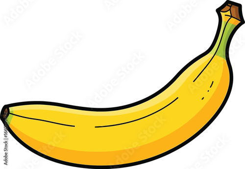 Cartoon illustration of a single ripe banana.