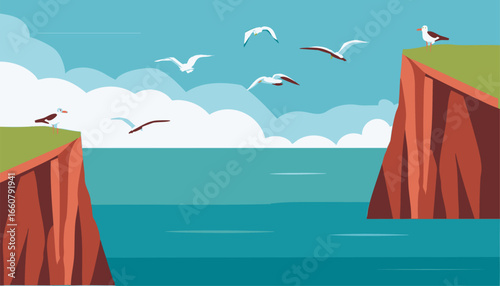 Coastal cliffs with seabirds