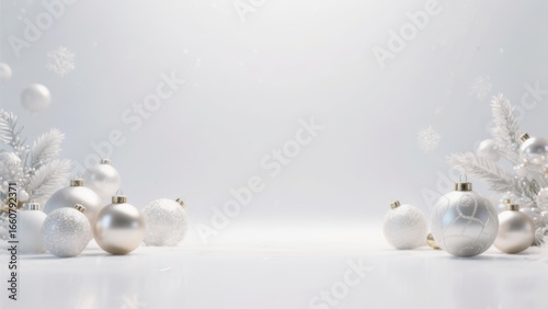 Elegant White Christmas Ornament Still Life