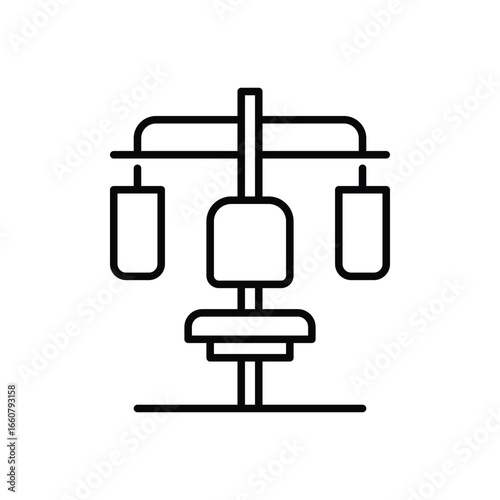 Butterfly gym machine icon. Simple outline style. Fitness, sport, training, equipment, power, strength, shoulder, chest, exercise concept. Thin line symbol. Vector isolated design