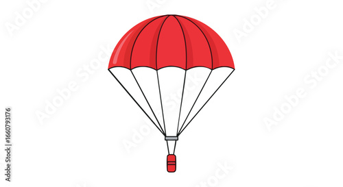 Vibrant parachute illustration exhibiting simplicity and clarity against an uncluttered background presenting the recreational equipment