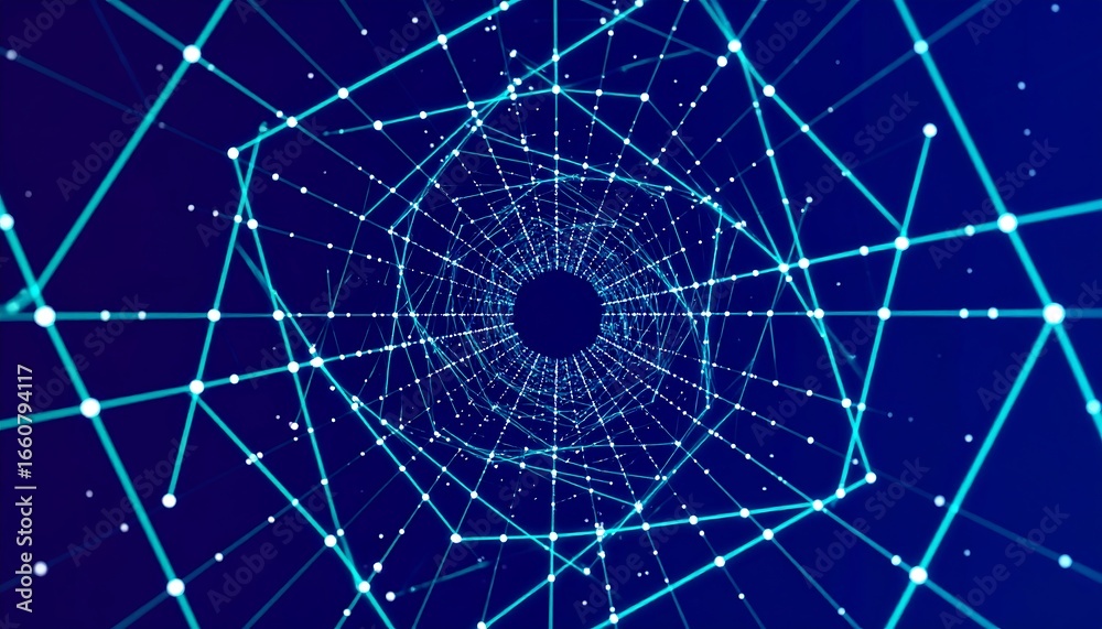 Fototapeta premium Abstract Digital Tunnel with Network.