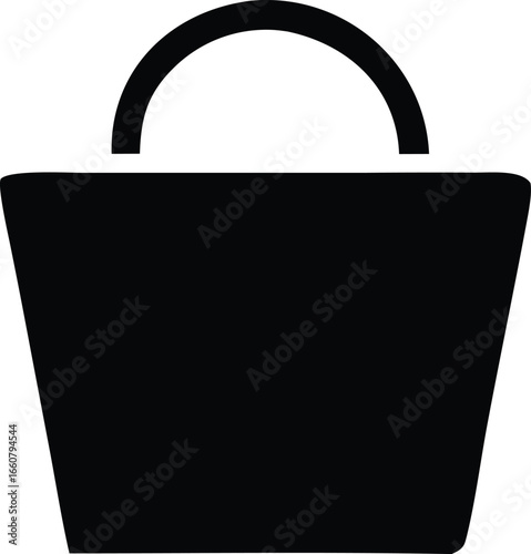 Simple black shopping bag icon with a single curved handle representing commerce retail and online purchasing convenience for your business needs