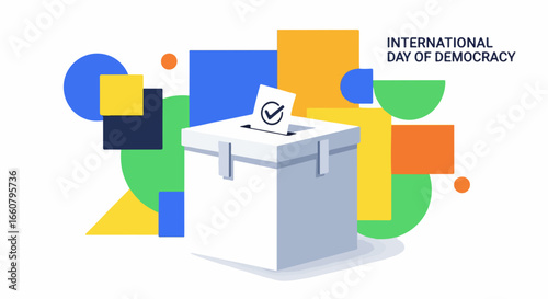 Ballot box with checkmark symbolizes voting and democratic participation