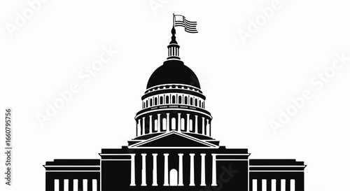Iconic government building silhouette symbolizing democracy and civic duty