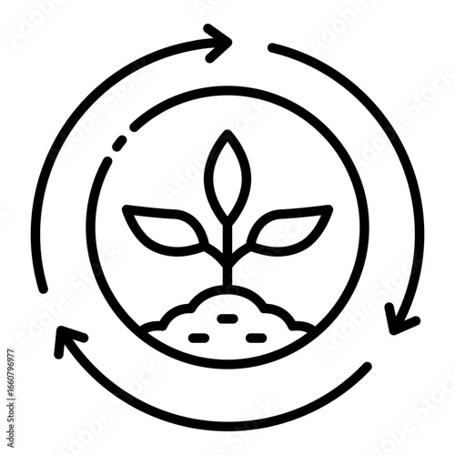 plant cyclus outline icon illustrating growth process in farming
