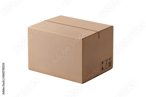  Stack of Cardboard Boxes in Warehouse Style Arrangement, Angled Perspective, Isolated on Transparent Background