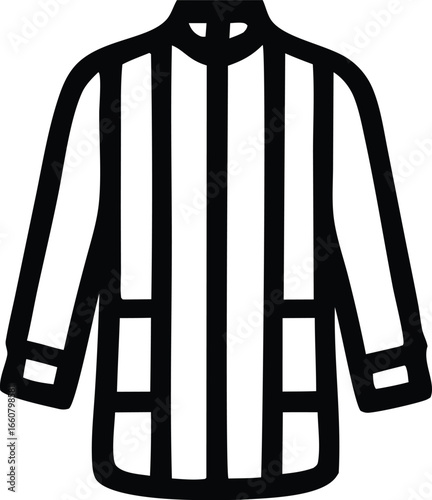 Classic black and white striped referee uniform jacket with pockets and collared neckline for sports officials