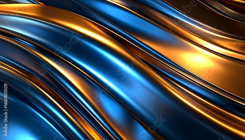 Abstract Blue Gold Waves Flow. (3)
