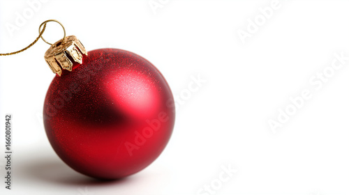 shiny red Christmas ornament ball with golden hook