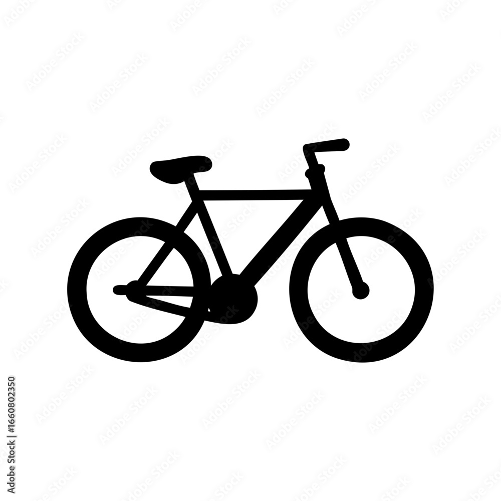 Obraz premium Simple Black Bicycle Icon on White Background, Minimalist Design Illustration