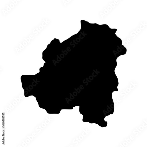 Silhouette Map of North Rhine Westphalia, Germany with Jagged Outlines