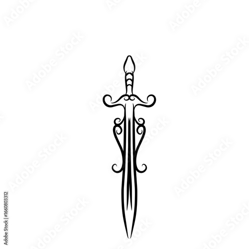 Elegant decorative sword design with intricate patterns, showcasing artistry and craftsmanship